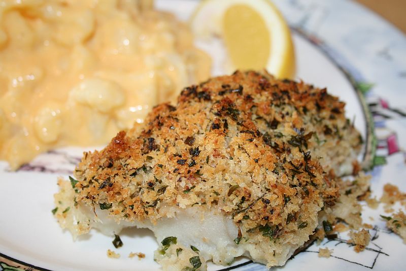 Mom Says Just One Bite!: Cod Filets with Herbed Bread Crumbs & Cheddar ...