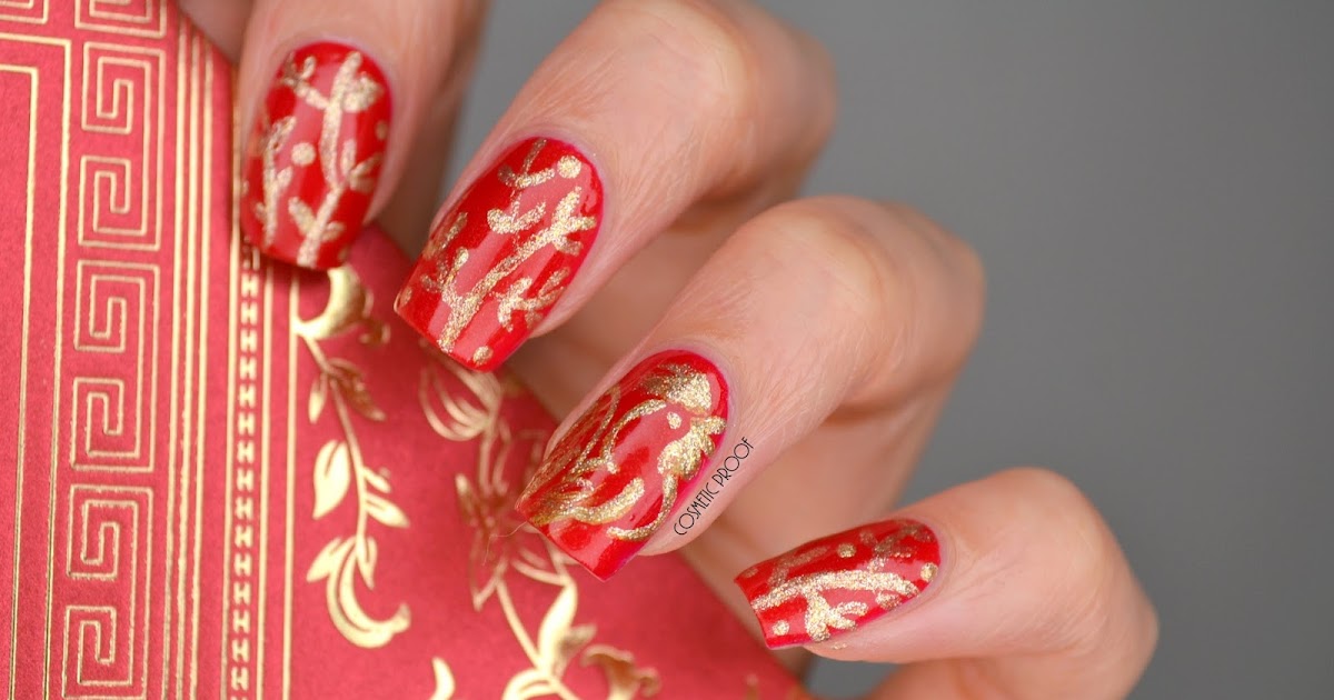 5. Red and Gold Lunar New Year Nails - wide 6