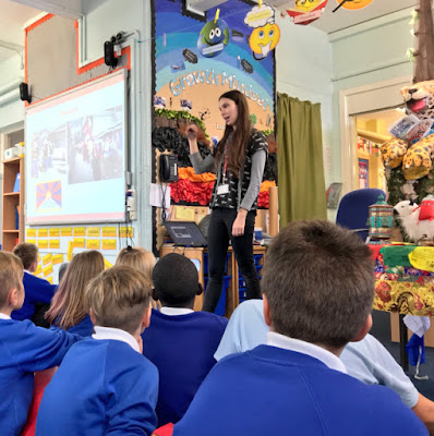 Jess Butterworth on a school visit