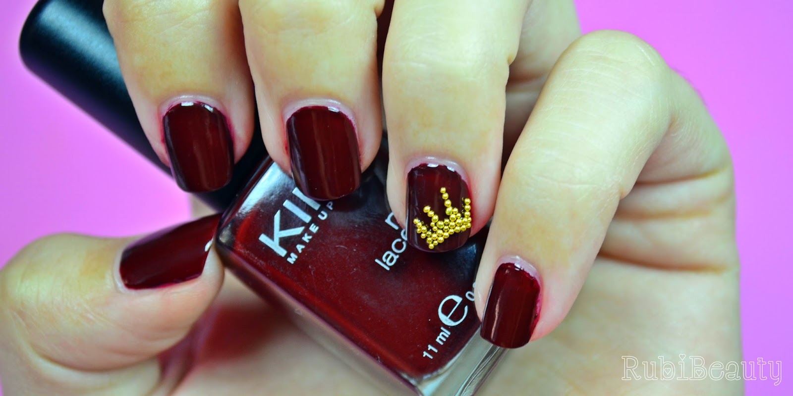 rubibeauty burgundy crown nail art manicura esmalte 225 kiko