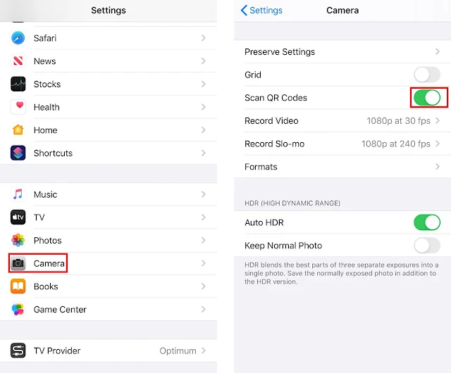 enabling Scan QR Codes function on iOS