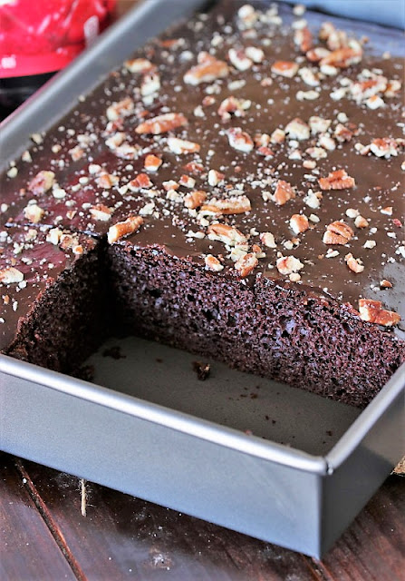 Dr. Pepper Chocolate Sheet Cake in the Baking Pan Image