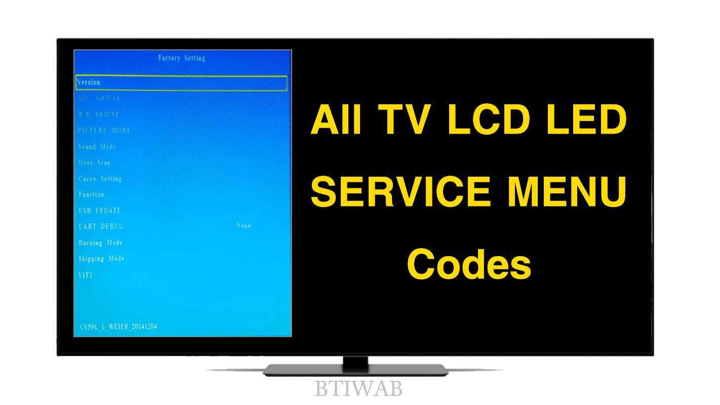 All LED/TV/LCD Service Menu Codes - Factory Settings Codes