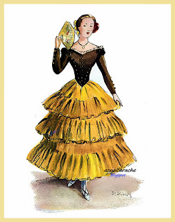 Traje típico de mujer, Málaga - Diseño de V. Viudes - 1948