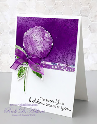 The world is better with you card featuring the Hydrangea Haven bundle from Stampin' Up!, Click here to learn more