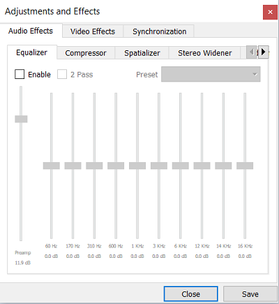 เครื่องมือคอมเพรสเซอร์ใน VLC