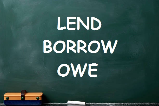 Borrow зад. To owe. дать взаймы рисунок.