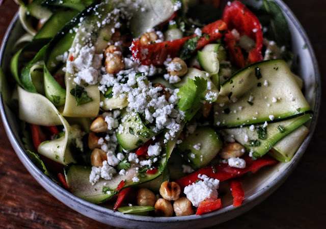 Shaved Zucchini Salad with Cilantro Mint Vinaigrette