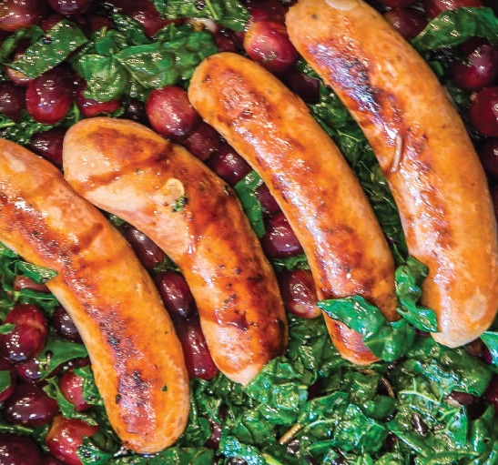 How to Make Italian Sausages with Grapes and Greens