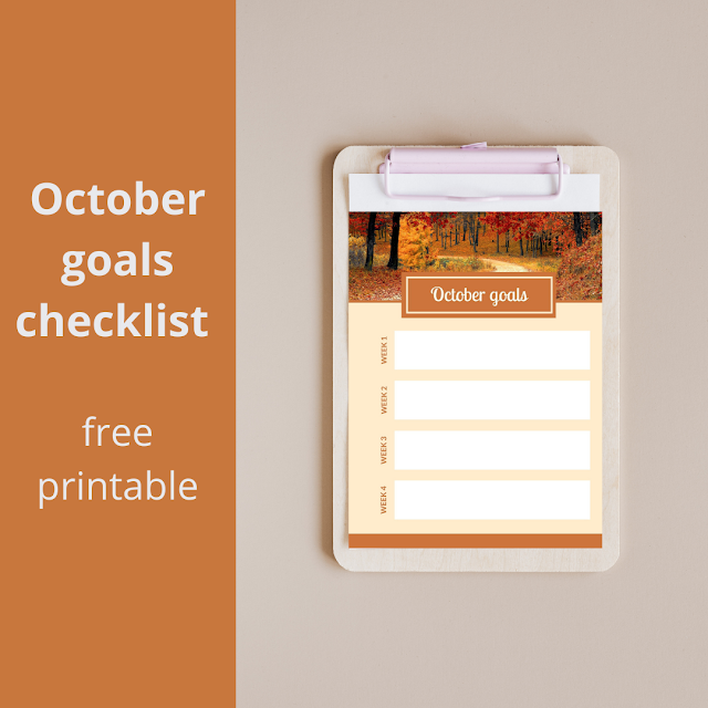October goals checklist - free printable