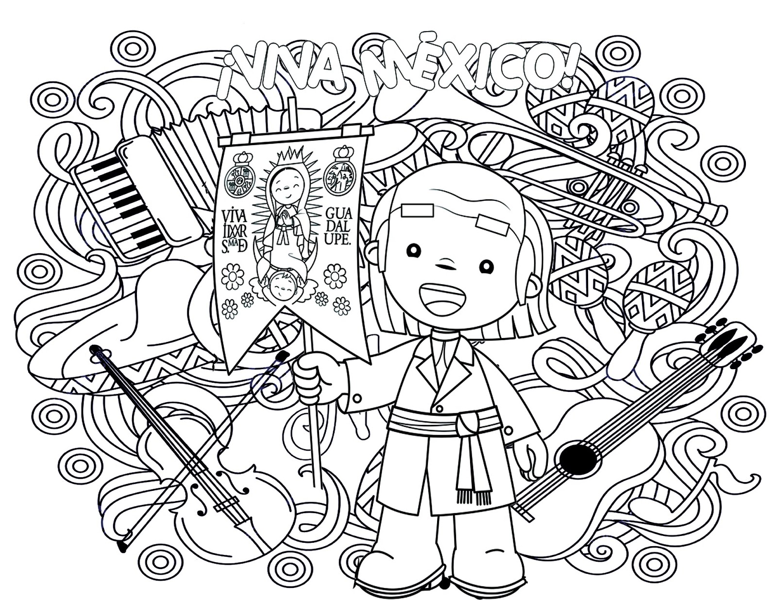Pinto Dibujos Miguel Hidalgo para colorear Mandala de la independencia de Mexico