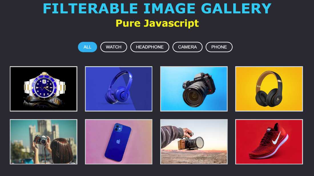 Responsive Filterable Image Gallery using HTML, CSS & Javascript