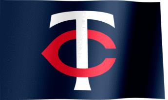 The waving flag of the Minnesota Twins with the cap insignia (Animated GIF)
