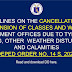 GUIDELINES ON THE CANCELLATION OR SUSPENSION OF CLASSES AND WORK IN GOVERNMENT OFFICES DUE TO TYPHOONS, FLOODING, OTHER  WEATHER DISTURBANCES, AND CALAMITIES