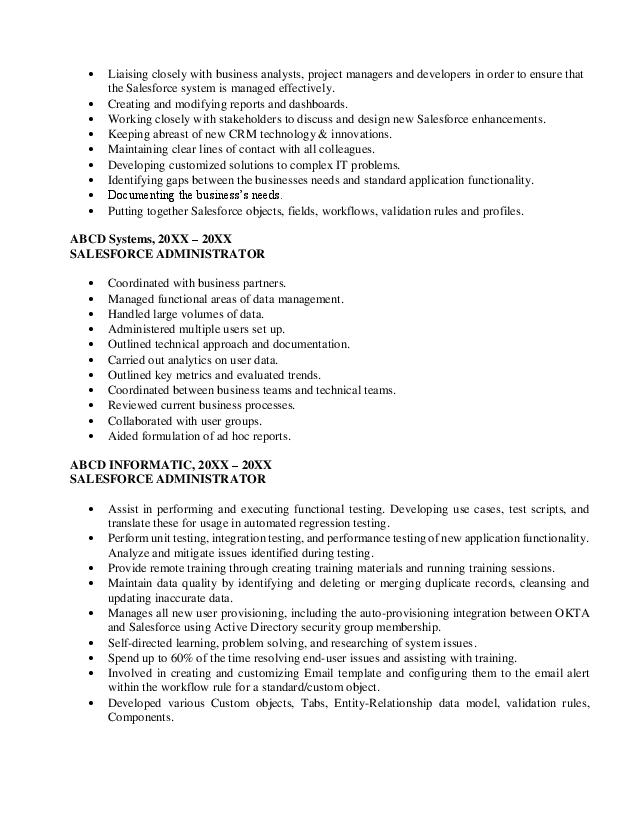 Download Salesforce Admin Resume Sample | Salesforce Certified