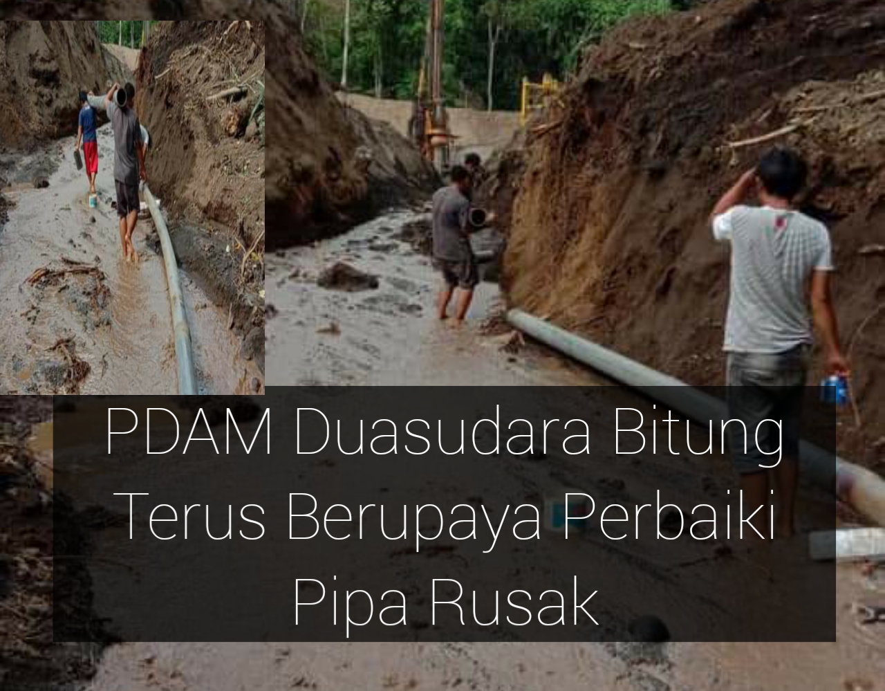 Perbaikan Pipa PDAM di Danowudu Gunakan Excavator