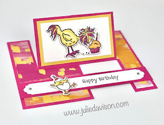 Stampin' Up! Hey Birthday Chick Impossible Card + Video Tutorial ~ www.juliedavison.com #stampinup #funfold #heybirthdaychick