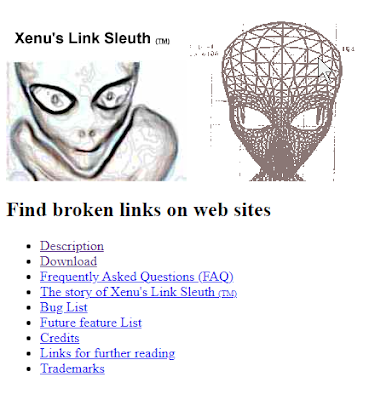 Screenshot from Xenu's Link Sleuth Website