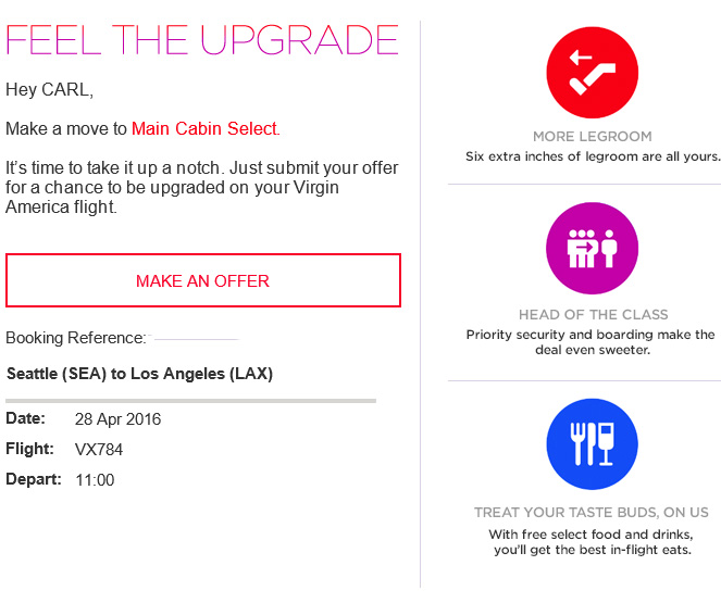 Virgin America Puts Better Seats Up For Bid