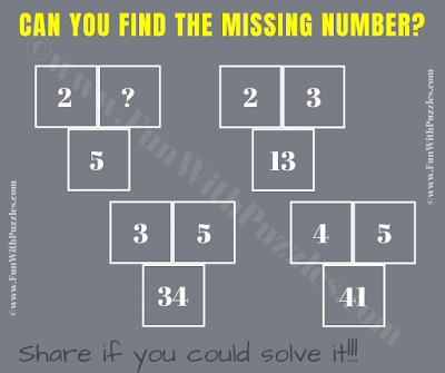 Can you find the Missing Number? If 2+3=13, 3+5=34, 4+5=41 then 2+?=5