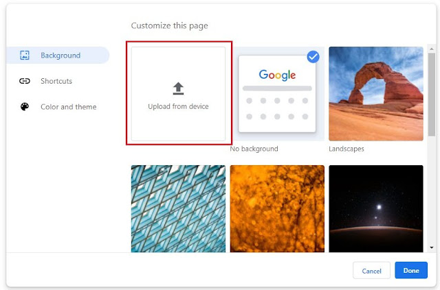 How to change Google Chrome background image