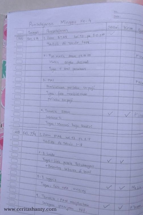 buku catatan belajar di rumah