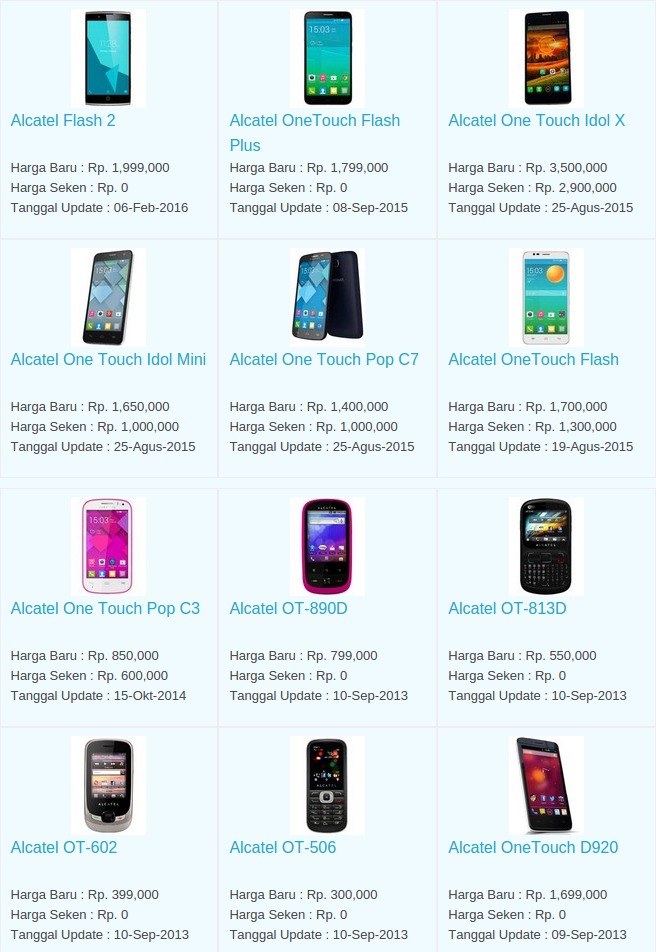 Daftar Harga Terbaru Hp Alcatel Maret 2016 Daftar Harga Terbaru Hp Alcatel Maret 2016