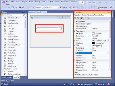 Belajar VB.Net : Mengenal Objek Textbox Pada Toolbox Visual Studio