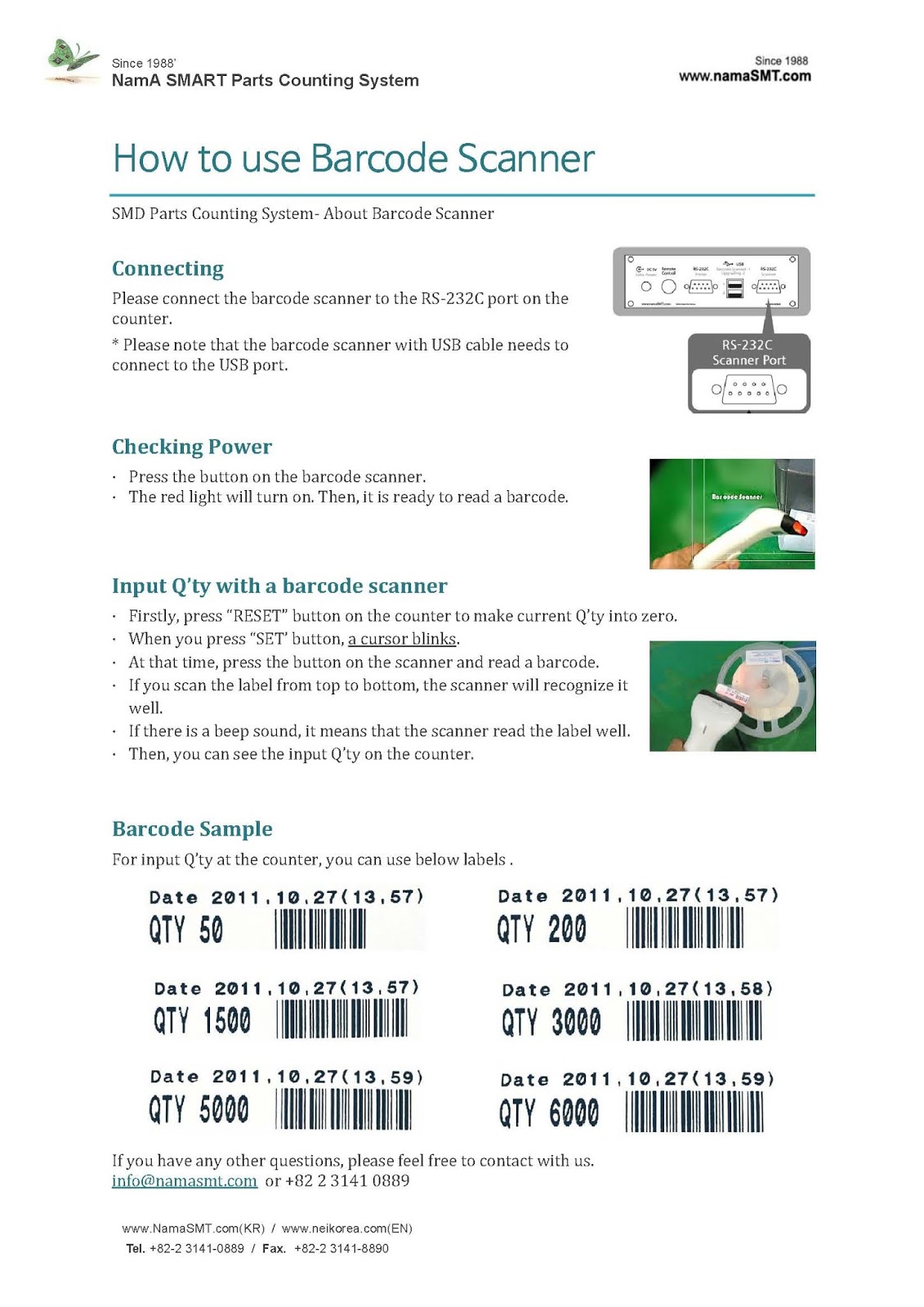 How to use Barcode Scanner SMD COMPONENT COUNTER