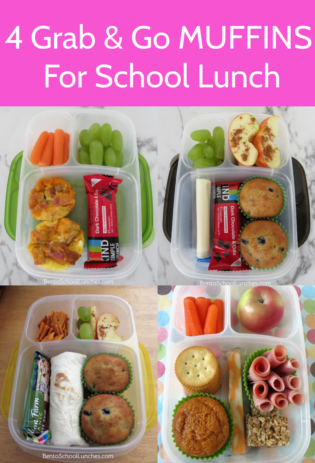 Bento School Lunches : 4 Grab and Go Muffins For School Lunch Box