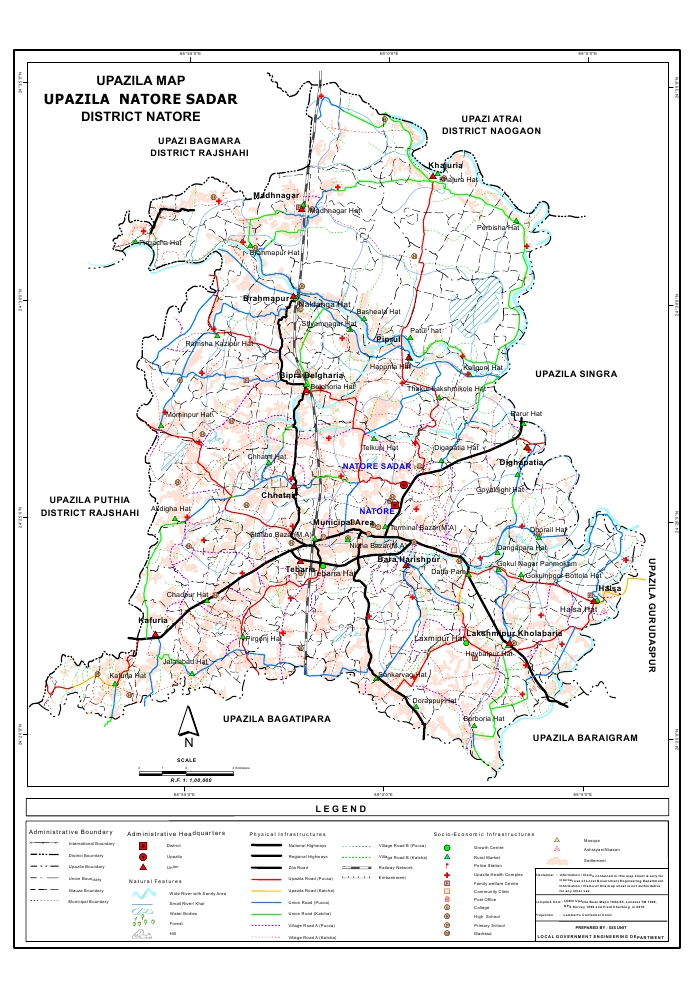Natore Sadar Upazila Map Natore District Bangladesh