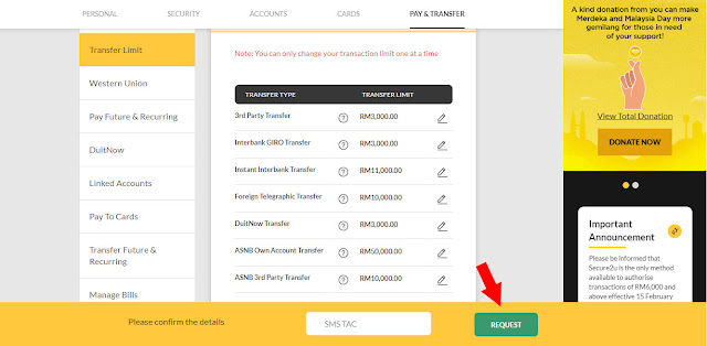 Cara Tukar Transaksi Limit Maybank2u Untuk Tahun 2020