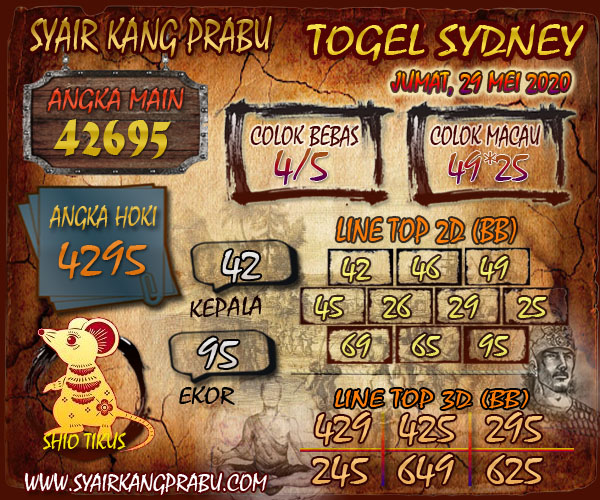 Syair Sidney Hari Ini Jumat 29052020 Prediksi HK Malam