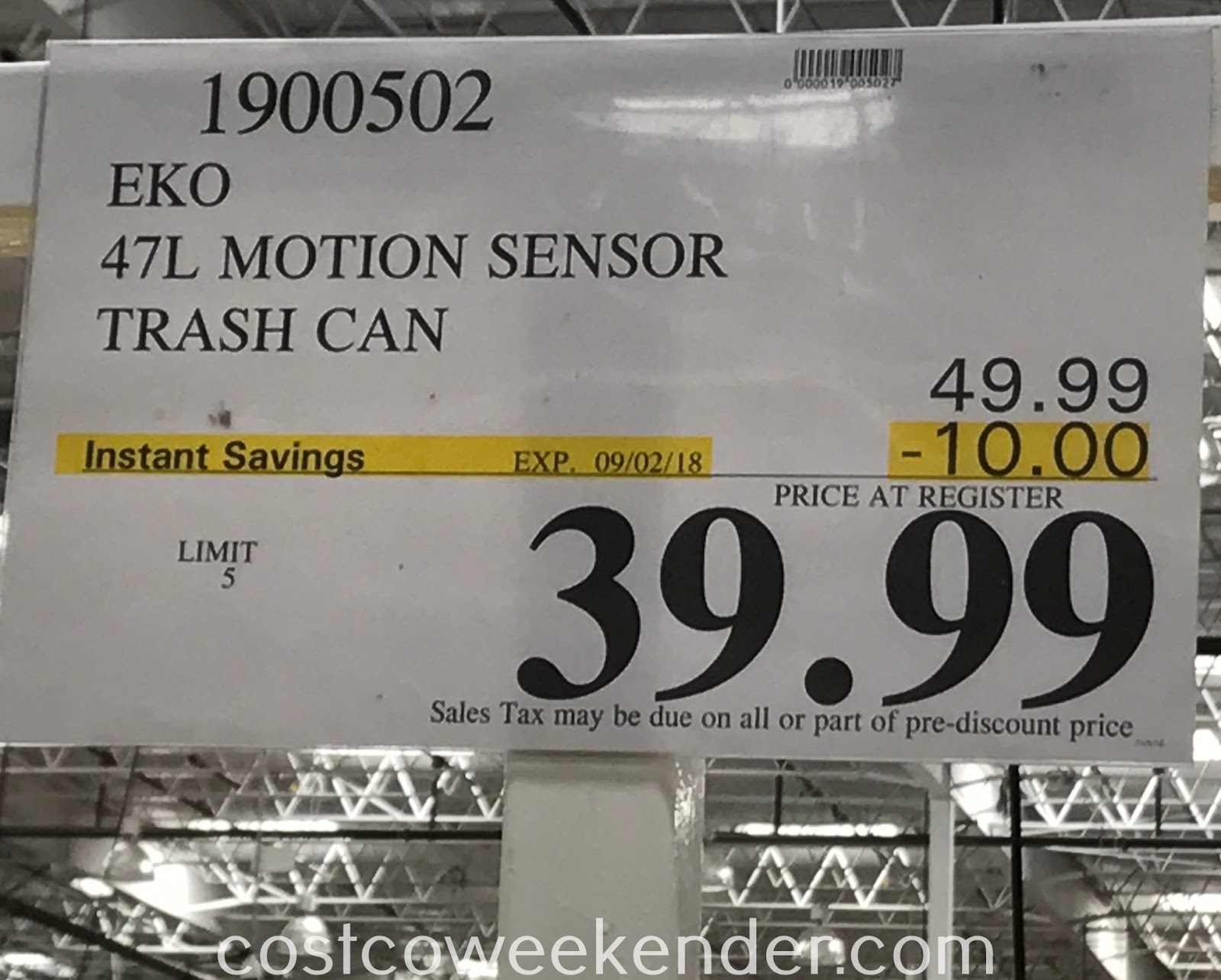 Eko Motion Sensor Trash Can | Costco Weekender