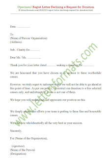 sample letter declining a request for donation