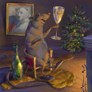 Lovely postcard for the New year mouse and rat 2026. Free, beautiful live Christmas cards in the year of mouse
