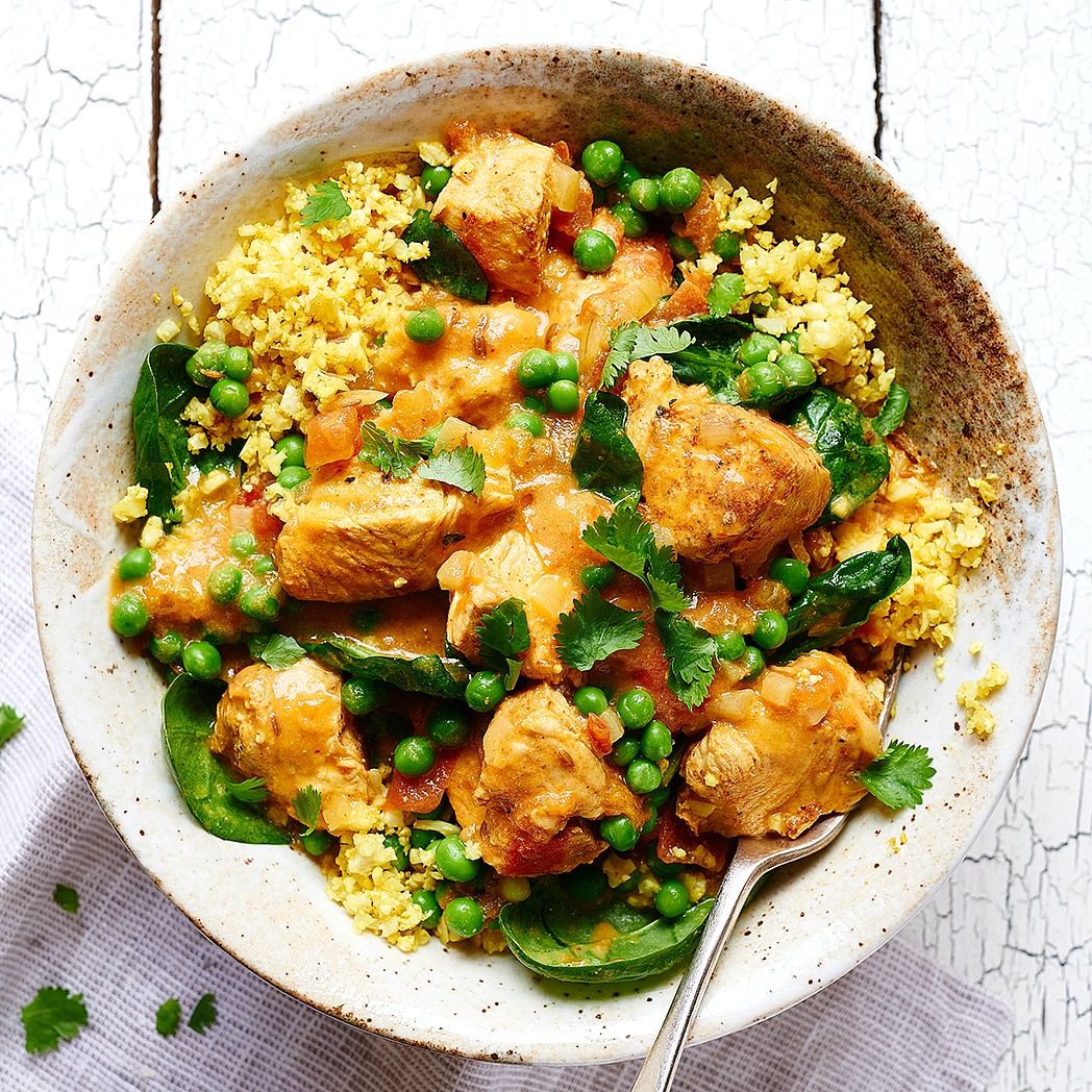 Wafflemama.: Recipe >> Turkey Curry with Spinach, Peas and Cauliflower rice