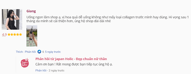 Feedback đến từ chị giang khi sử dụng sản phẩm Nước uống Collagen Koharu Feedback đến từ chị giang khi sử dụng sản phẩm Nước uống Collagen Koharu