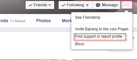Find Support And report profile