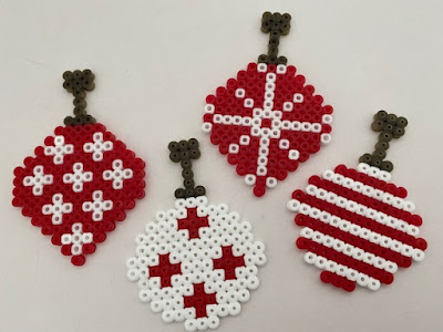 Scandi inspired Hama bead Christmas bauble ornaments