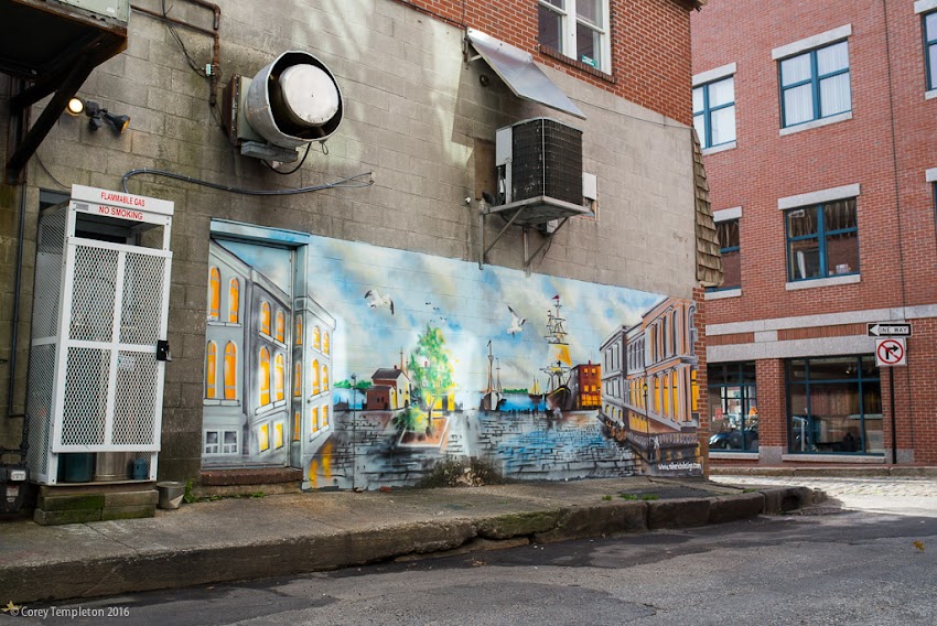 Portland, Maine USA November 2016 photo by Corey Templeton of The new-ish mural along Gold Street in the Old Port, by artist Mike Rich.