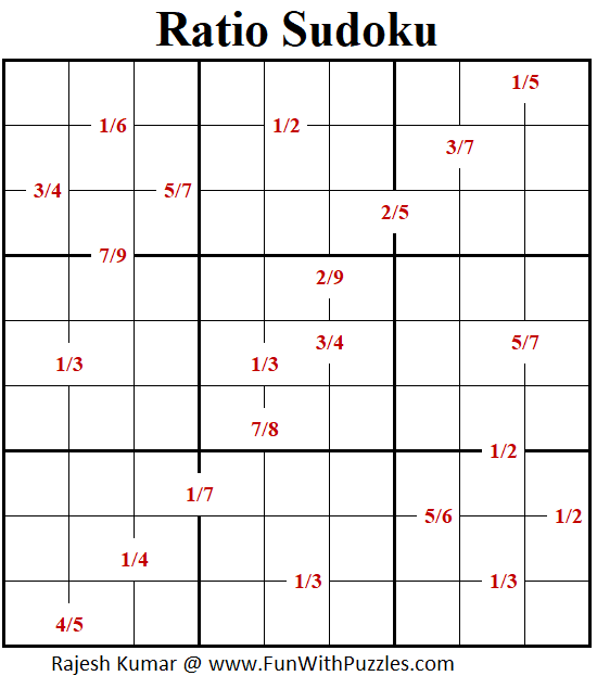 Ratio Sudoku Puzzle (Fun With Sudoku 349)