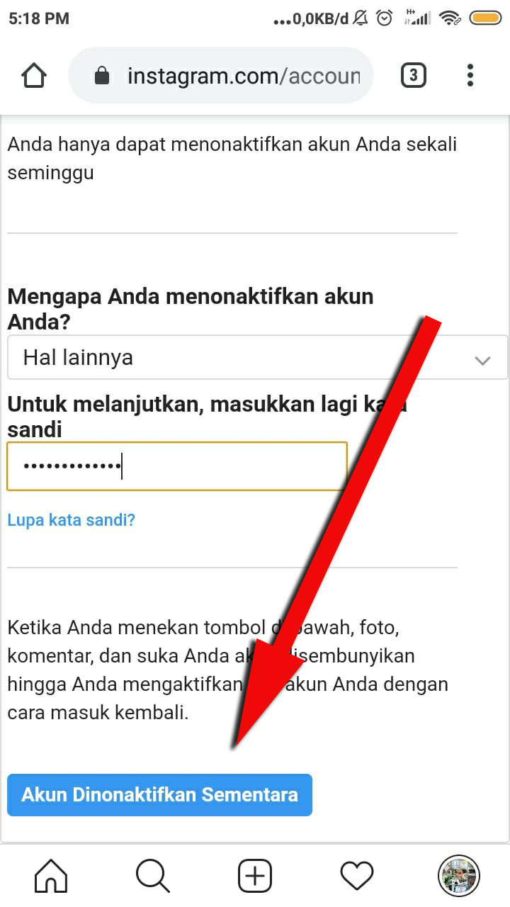 Cara Menonaktifkan IG untuk Sementara - Anak Arsitektur