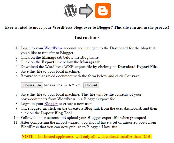Cara Memindahkan Isi Blog Wordpress ke Blogspot