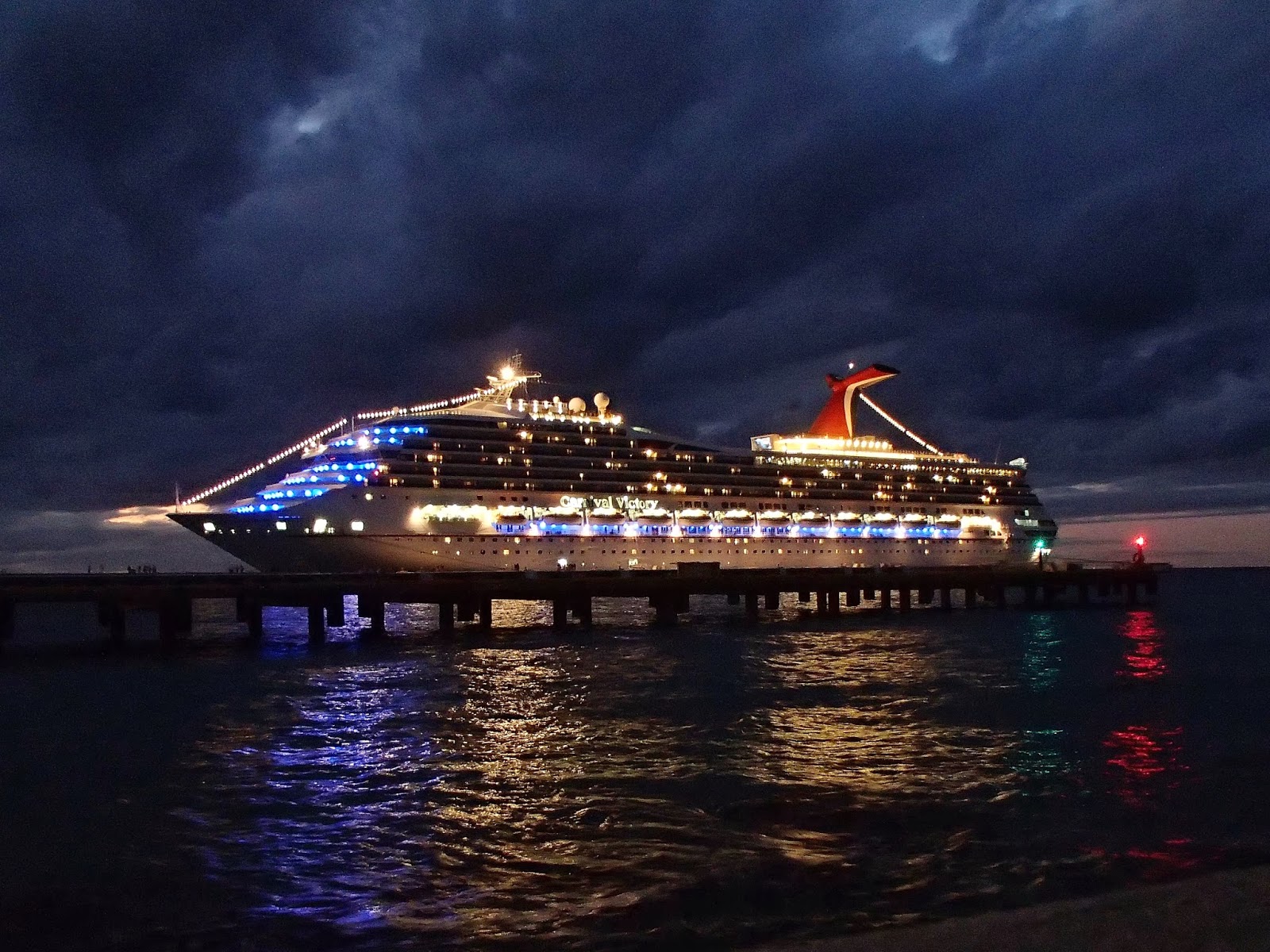 carnival cruise ship at night