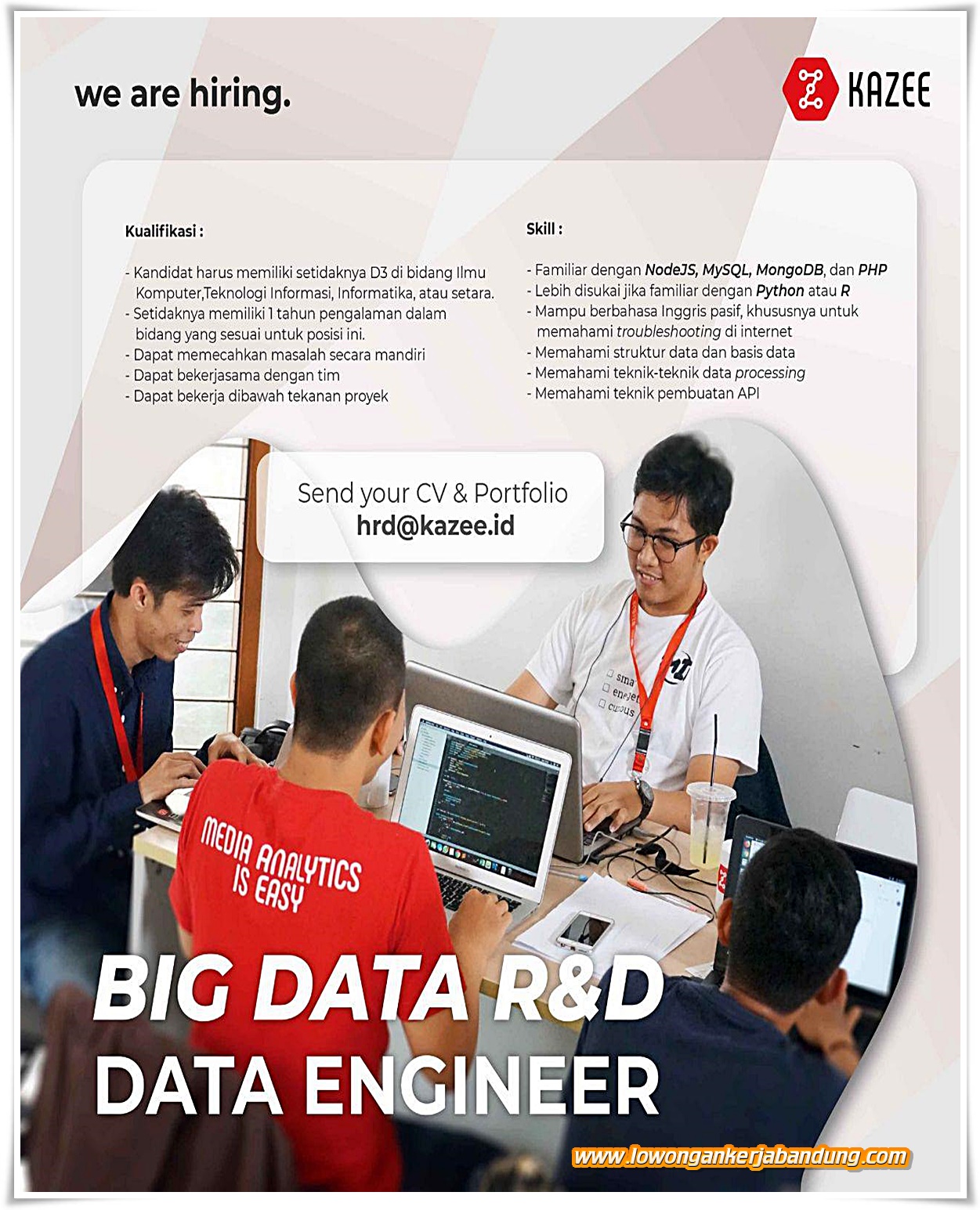 Lowongan Kerja Karyawan Big Data R&D Data Engineer Kazee.id - Lowongan