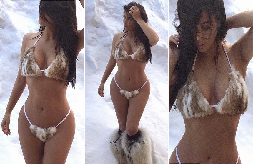 #KimKardashian de vacaciones en la nieve pero en #Bikini ¿sexy?