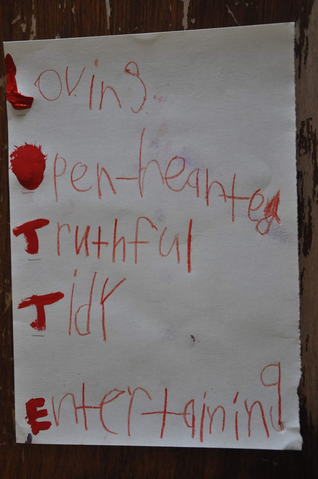 Word Wednesday Adjective Acrostic