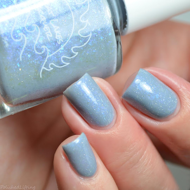 gray nail polish with flakie