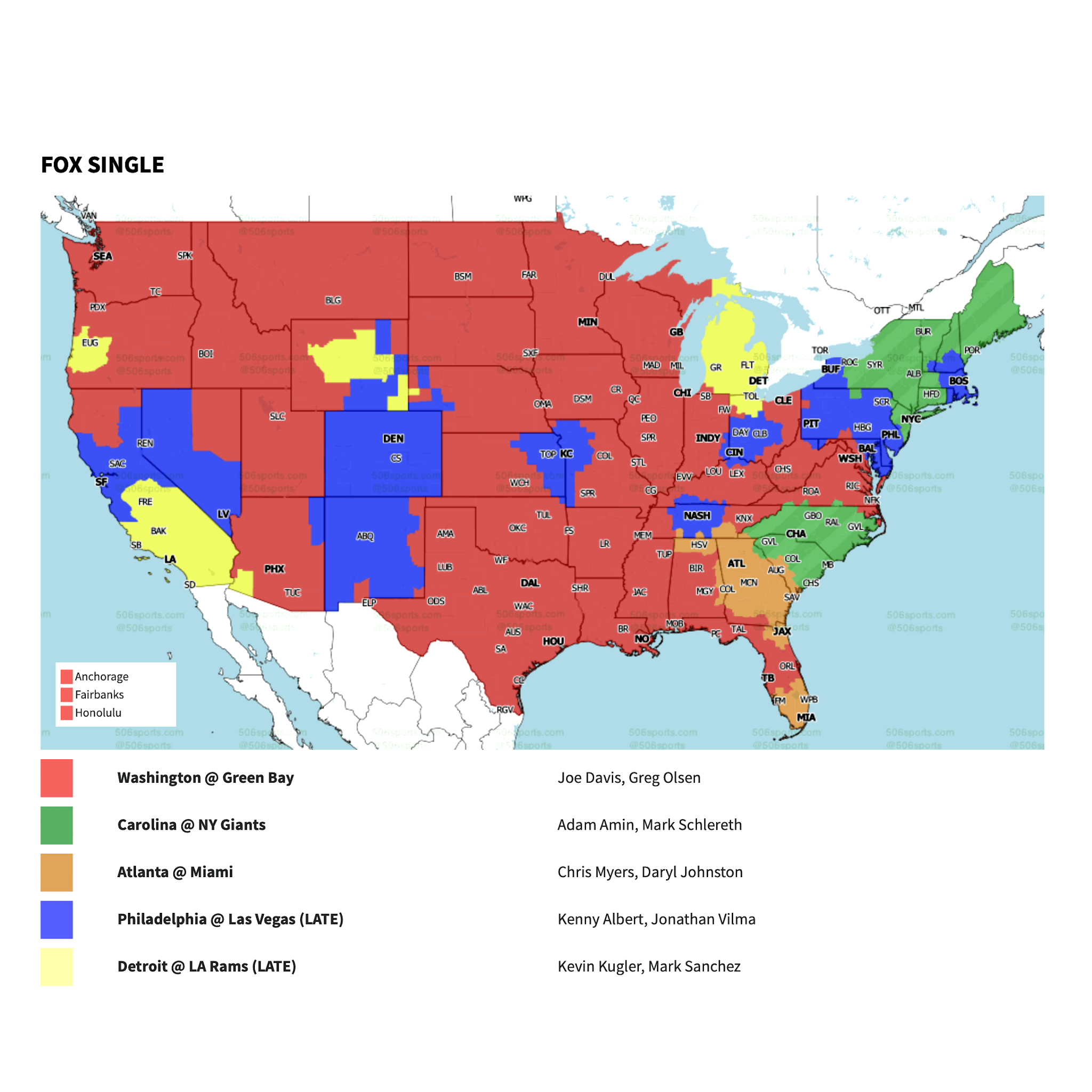 PACKERVILLE, U.S.A. NFL Week 7 TV Maps